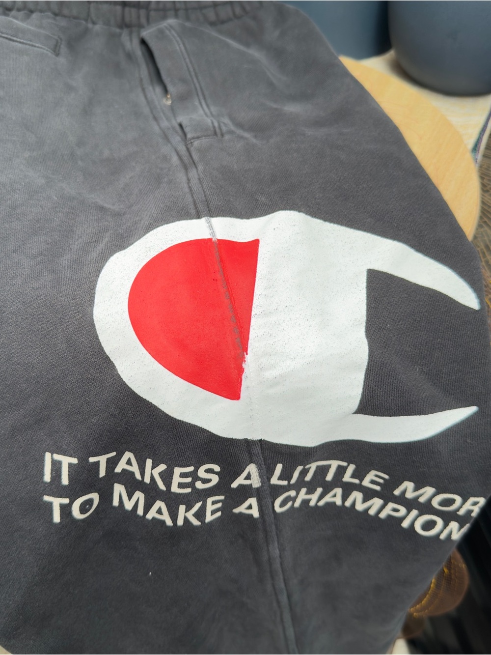 Champion Kids Gray Sweatpants with Red & White Logo